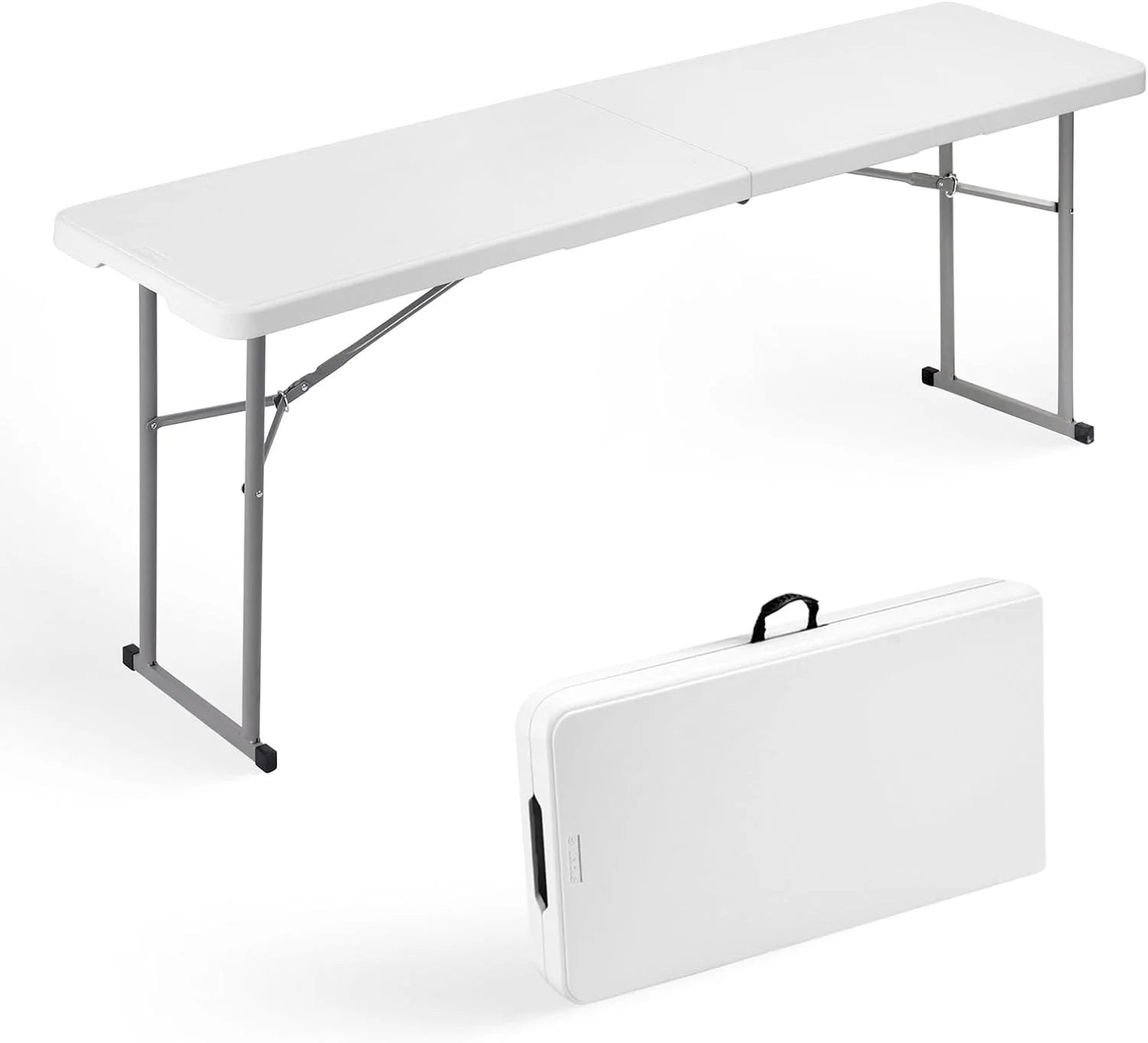 Byliable Folding Table 6FT Narrow Portable Foldable Plastic Heavy Duty Long Table, Fold-in-Half with Carrying Handle for - Image 2