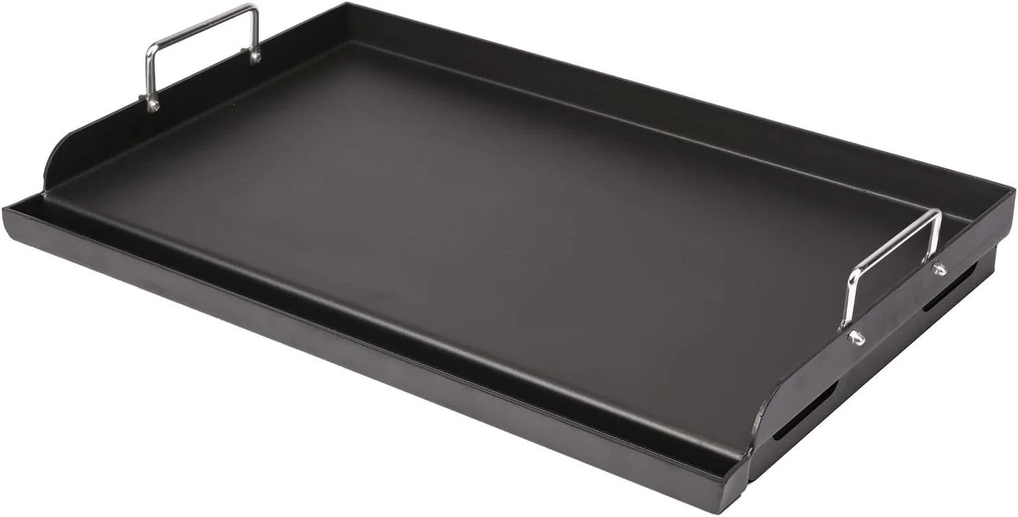 Utheer 25 x 16 Pre-Seasoned Nonstick Cast Iron Griddle for Gas & Charcoal Grills, Universal Flat Top with Grease Groove - Image 5
