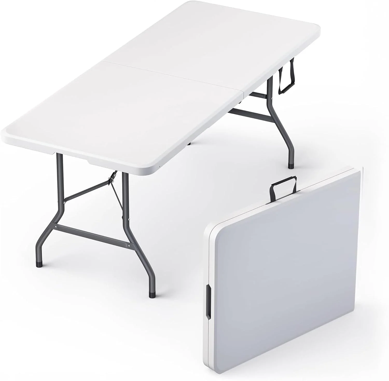 Our Modern Space 8 Feet Foldable Table with Built in Handle & Steel Legs, Heavy Duty Portable - Image 3