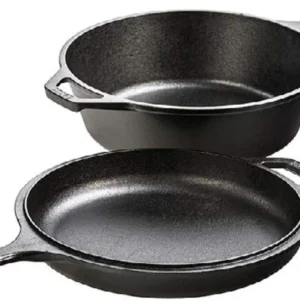 Lodge Cast Iron Combo Cooker, PFAS-Free 2-in-1 3.2 Quart Deep Pot and 10.25 Inch Skillet Set