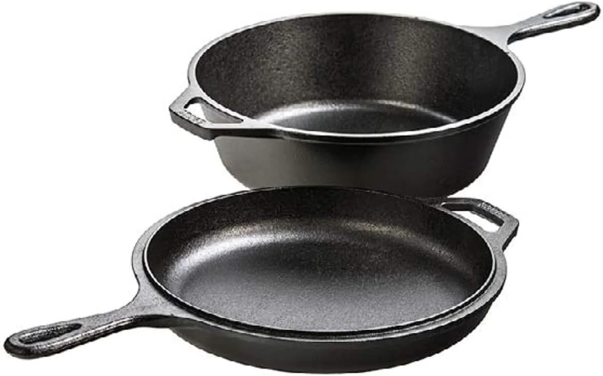 Lodge Cast Iron Combo Cooker, PFAS-Free 2-in-1 3.2 Quart Deep Pot and 10.25 Inch Skillet Set