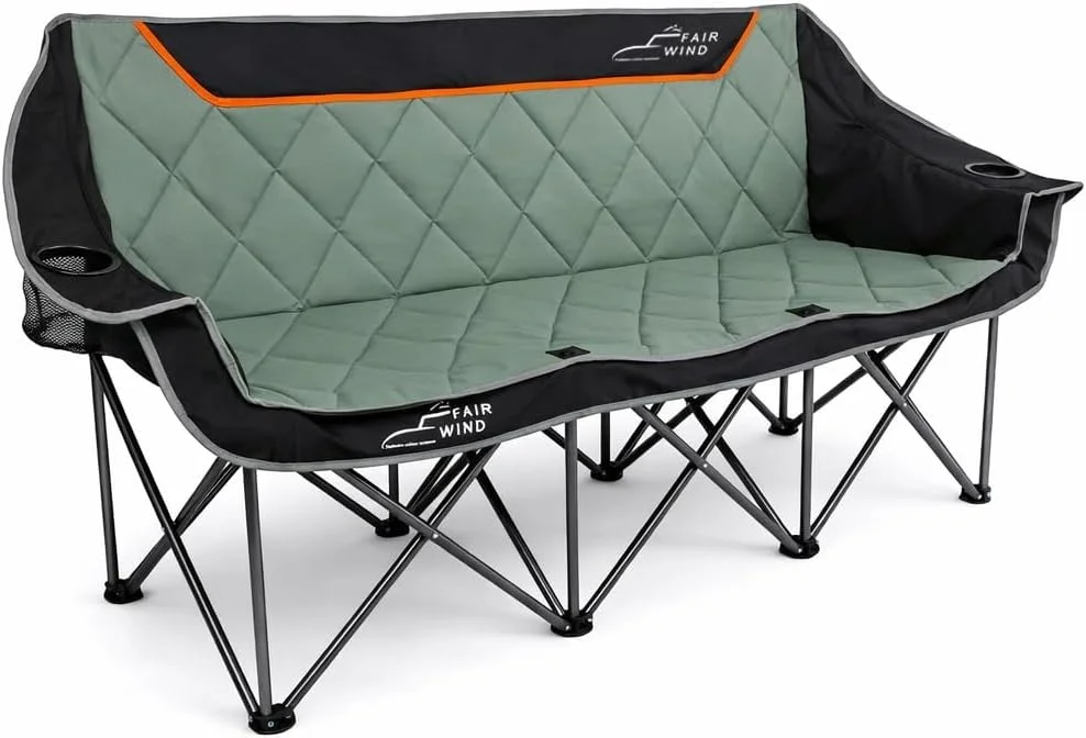 FAIR WIND Oversized Fully Padded Camping Chair Folding Loveseat Camping Couch Double Duo Chair Heavy Duty Quad Fold Arm - Image 2