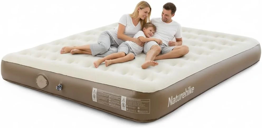Naturehike California King Size Air Mattress with Built-in USB Rechargeable Pump, 992 lbs Max Support Inflatable