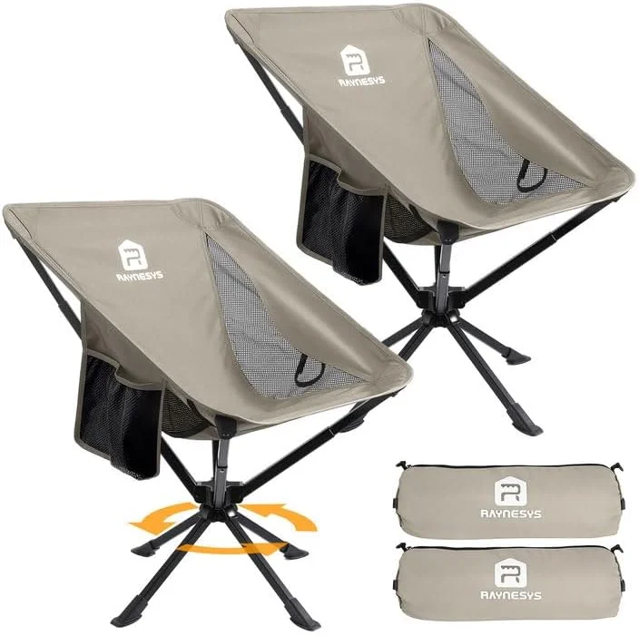Raynesys Portable Swivel Camping Chair, 8 Seconds Quick Setup Easy Carry, 3.8Lb Lightweight Folding Chairs for Hiking - Image 3
