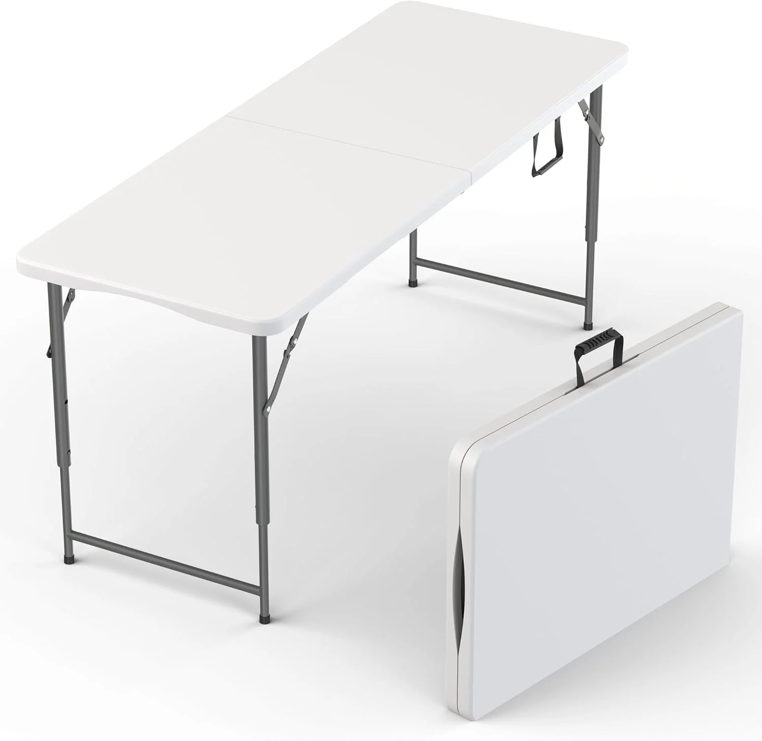 Our Modern Space 8 Feet Foldable Table with Built in Handle & Steel Legs, Heavy Duty Portable - Image 9