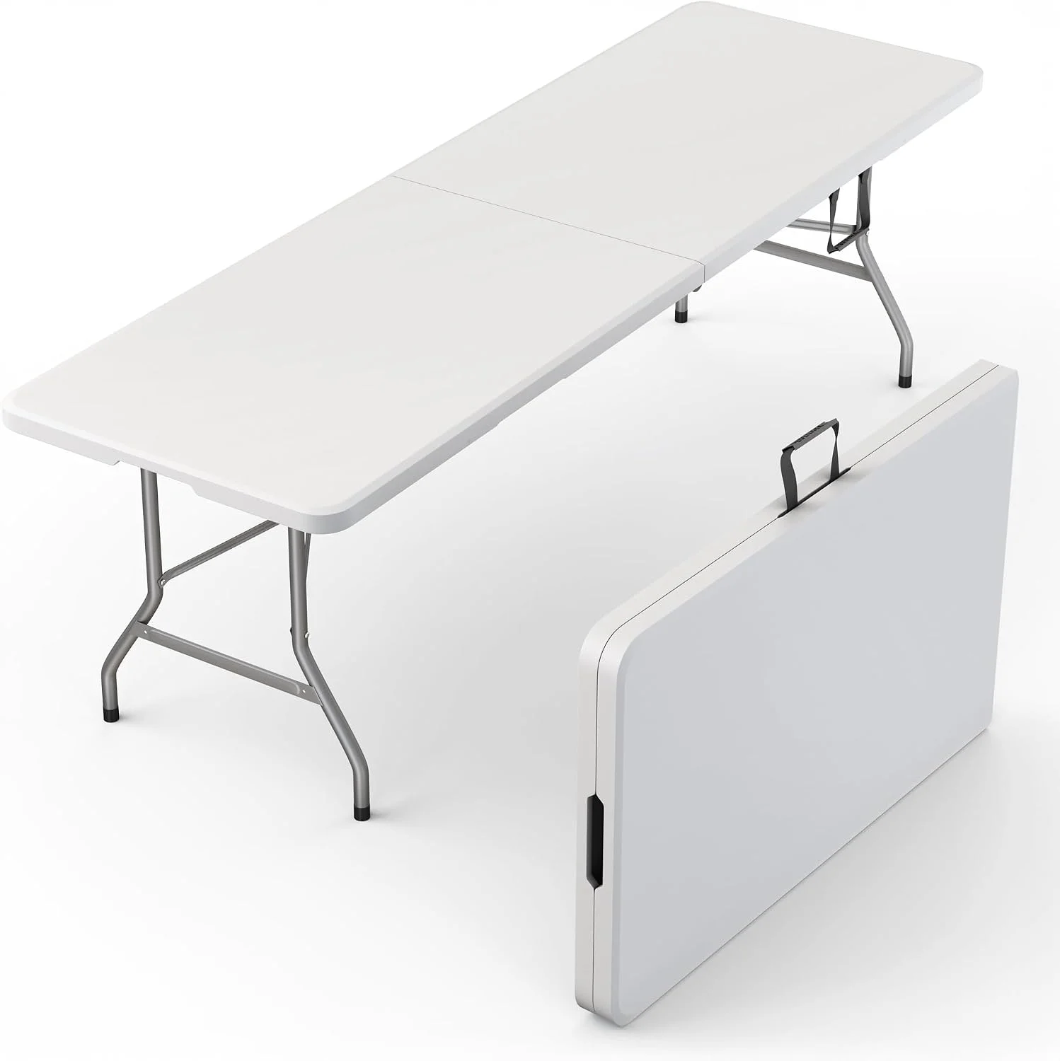Our Modern Space 8 Feet Foldable Table with Built in Handle & Steel Legs, Heavy Duty Portable - Image 4