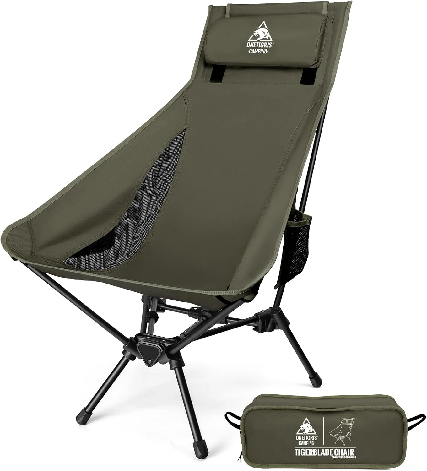 ONETIGRIS Tigerblade High Back Camping Chair with Pillow Design, Comfortable Widened Seat Folding Chair - Image 2