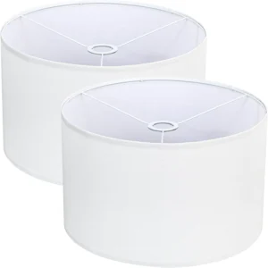 White Drum Lamp Shades Set of 2 16 Top x 16 Bottom x 10 High