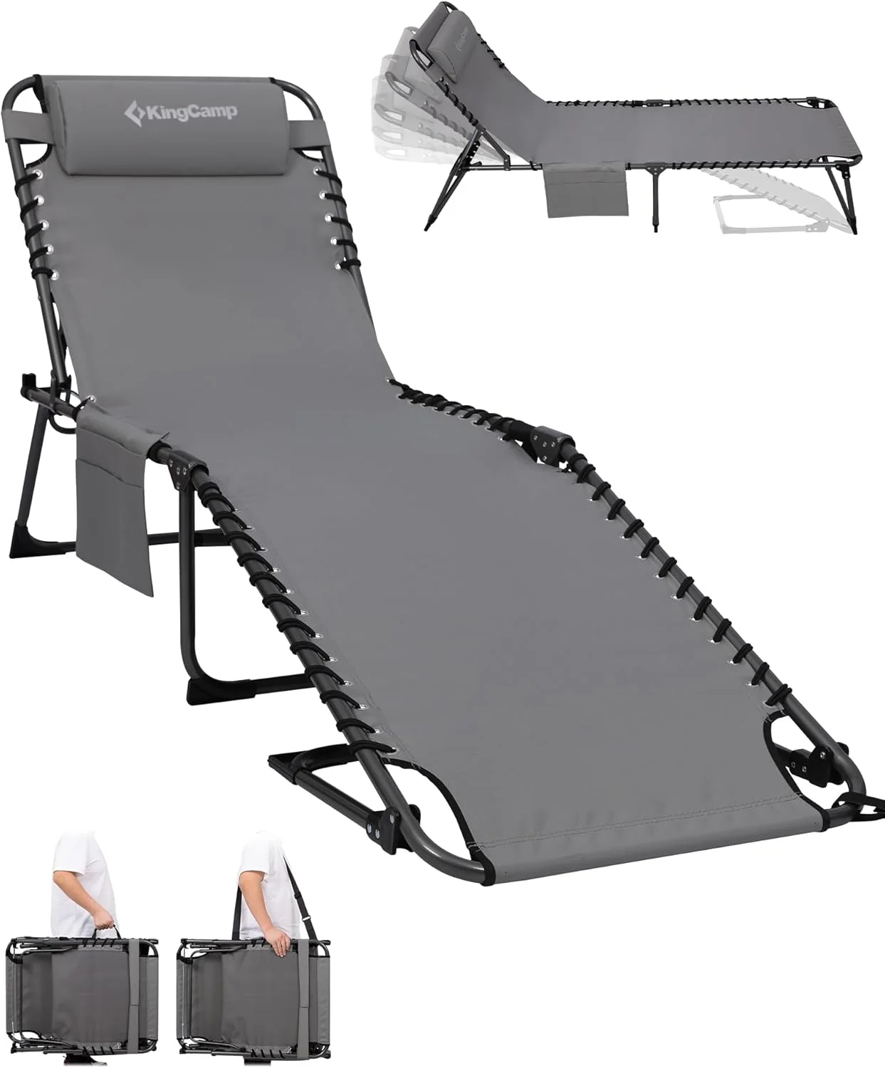 KingCamp Lounge Chair with face Hole & Canopy Shade, 400LBS Folding Portable Tanning Chair with face Hole - Image 8