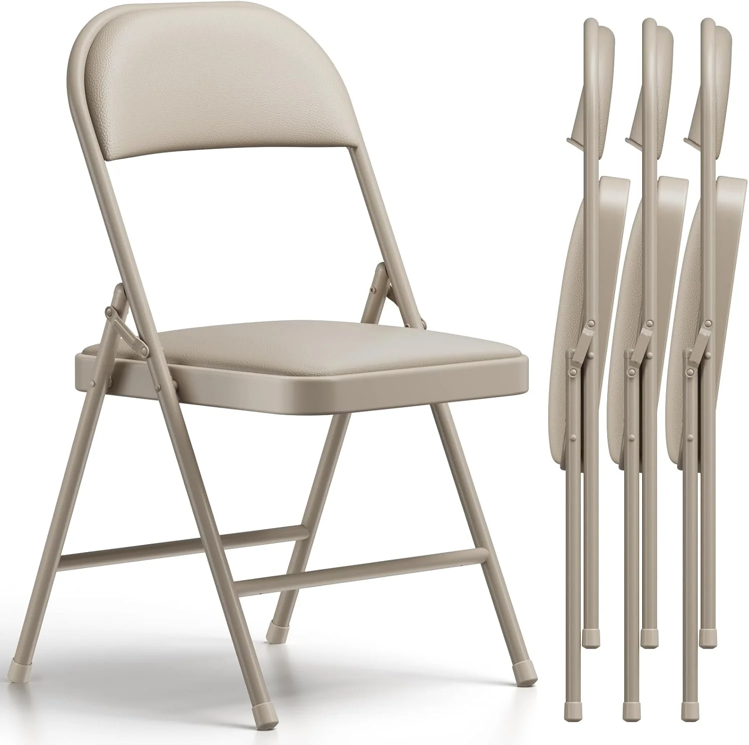 MAKE CHANGES Folding Chair 4 Pack, Comfy PU Leather Padded Folding Chairs for Outside and Indoor - Image 9