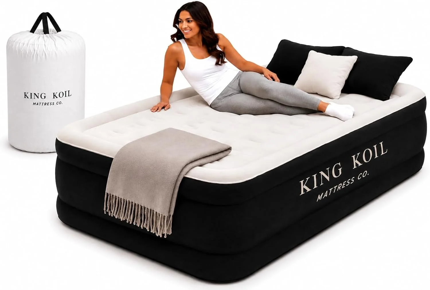 King Koil 20 Queen Air Mattress with Built-in High-Speed Pump, CNN Underscored Top Pick, Inflates in 2 Minutes - Image 4