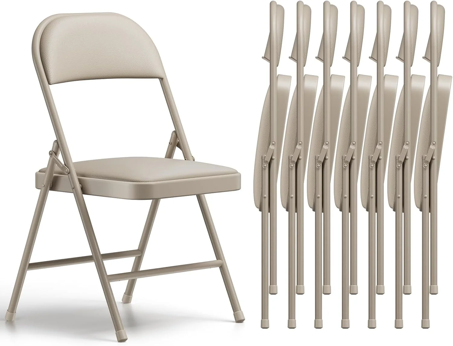 MAKE CHANGES Folding Chair 4 Pack, Comfy PU Leather Padded Folding Chairs for Outside and Indoor - Image 2