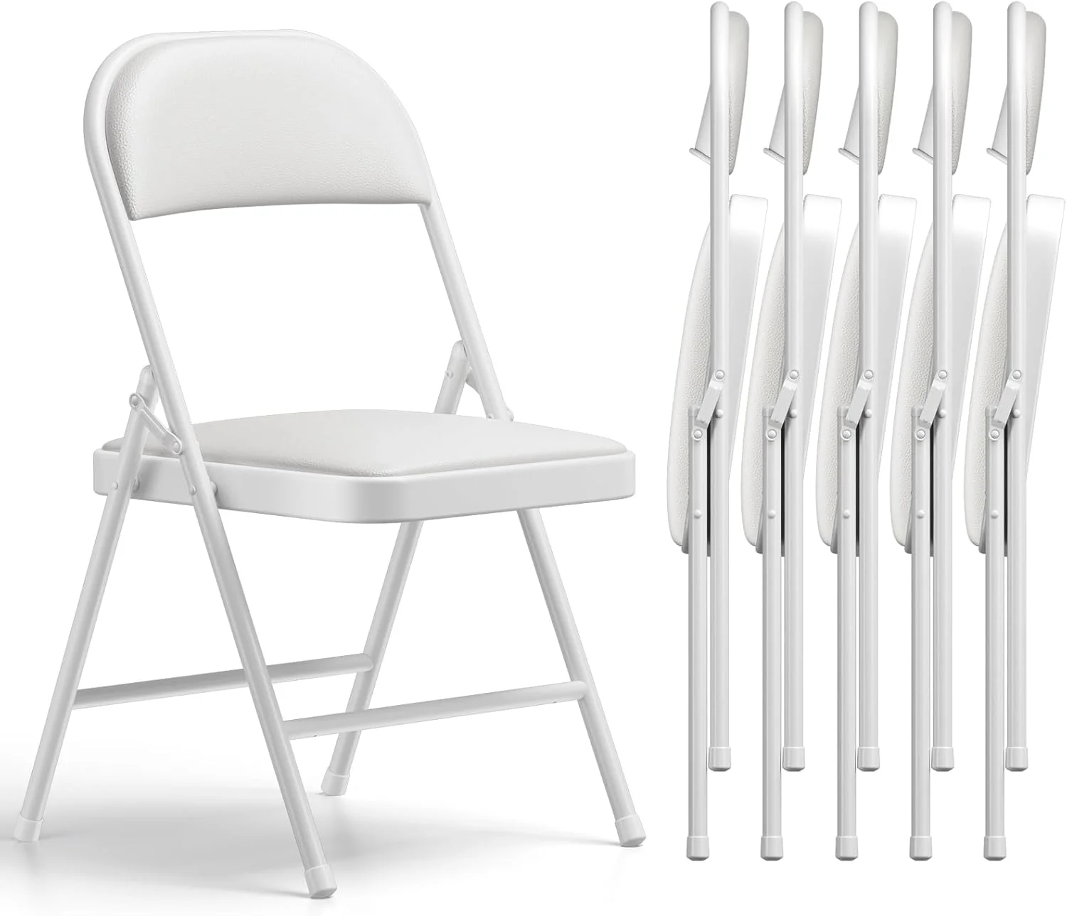 MAKE CHANGES Folding Chair 4 Pack, Comfy PU Leather Padded Folding Chairs for Outside and Indoor - Image 11