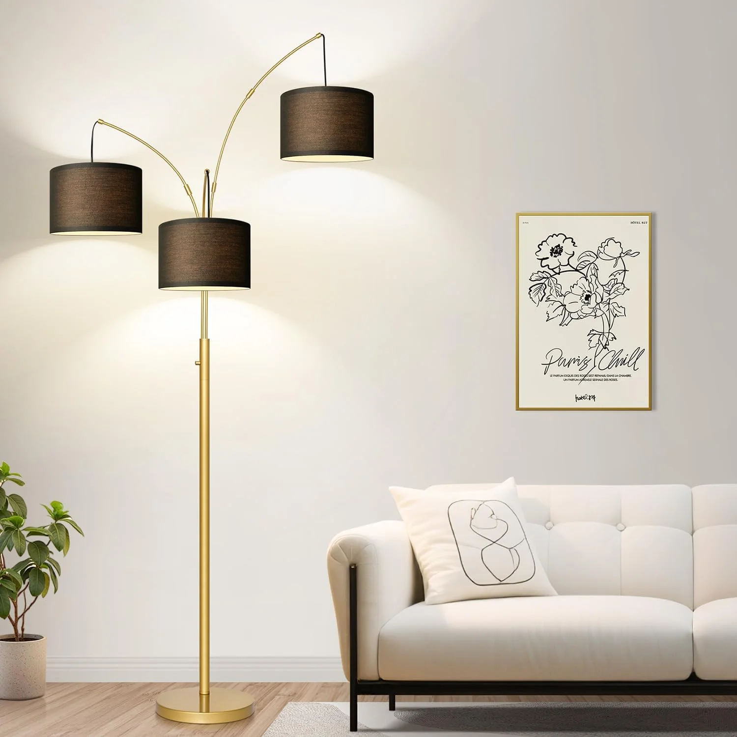 Nintiue 80-in 3-Light Dimmable Arc Floor Lamp, 3000LM - Image 9