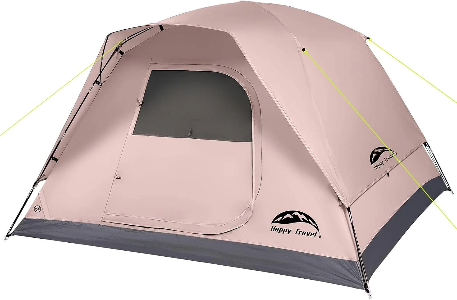 Happy Travel Camping Tent, 4 Person Dome Tents for Camping with Rainfly, Waterproof Clip Easy Setup Portable Family Tent