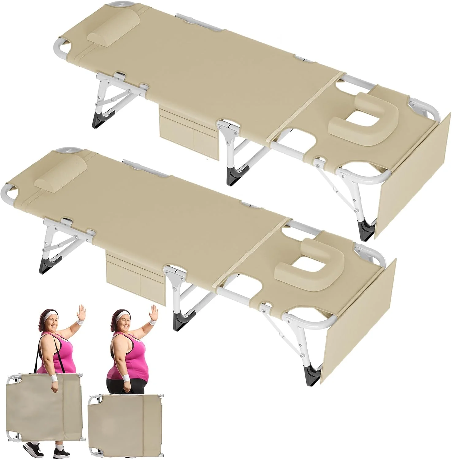 ABORON Heavy Duty Tanning Chair, Outdoor 5-Position Folding Chaise Lounge Chair with Pad, Portable Beach Lounge Chair
