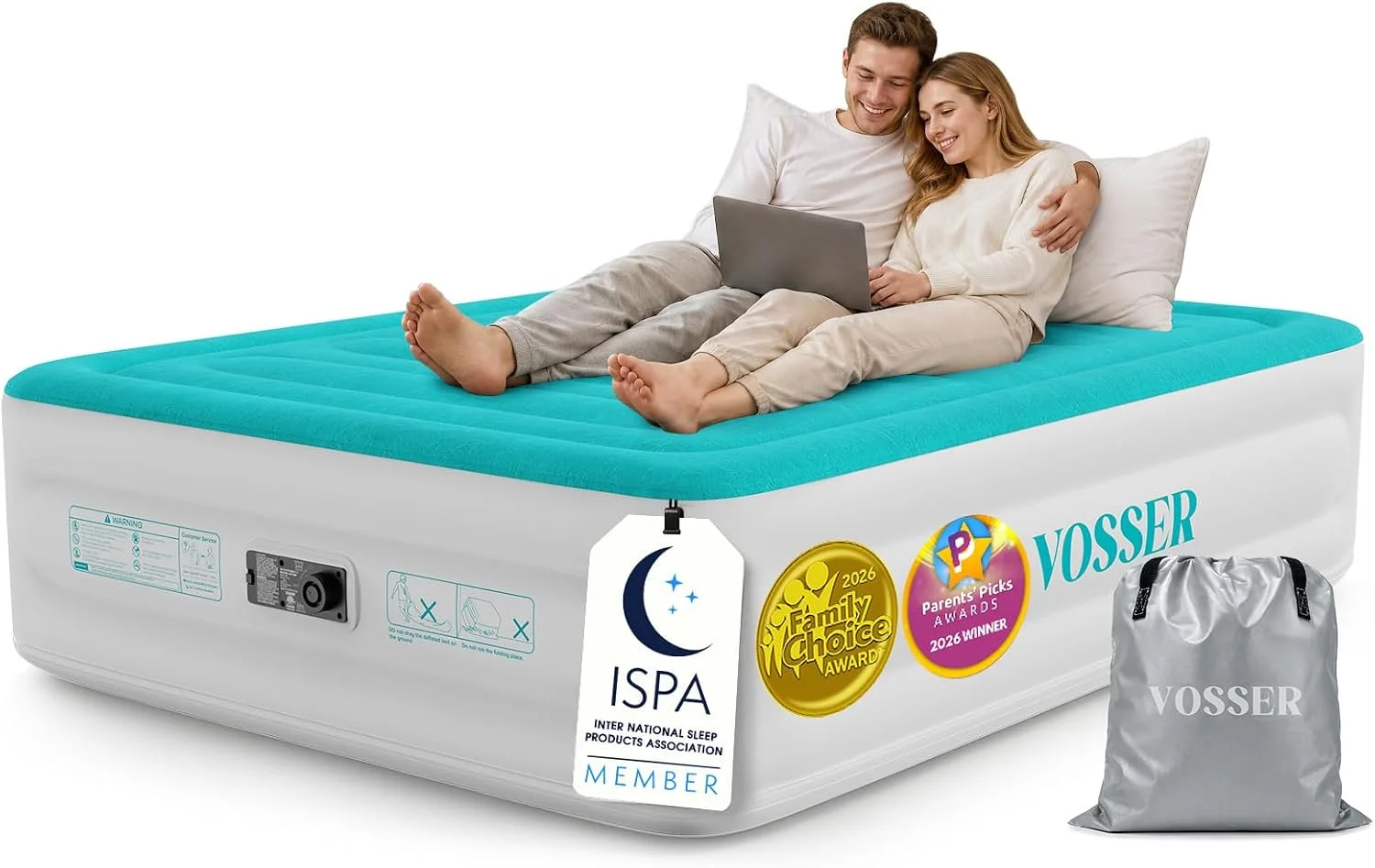 VOSSER Queen Air Mattress with Built-in Pump, 18'' Raised Blow Up Mattress, Flocked Top Inflatable Mattress for Home - Image 8