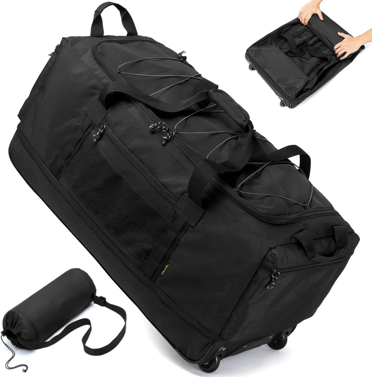 Laripwit Collapsible Duffle Bag with Wheels 130-170L Extra Large Expandable Travel Duffel Bag for Men Women Heavy Duty - Image 2