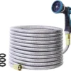 100FT Garden Hose, Stainless Steel Water Hose, Flexible with a 10-Mode Nozzle Sprayer, 5/8'' Outside Diameter