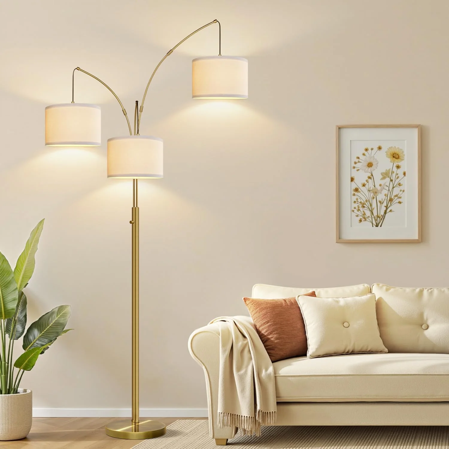 Nintiue 80-in 3-Light Dimmable Arc Floor Lamp, 3000LM - Image 7