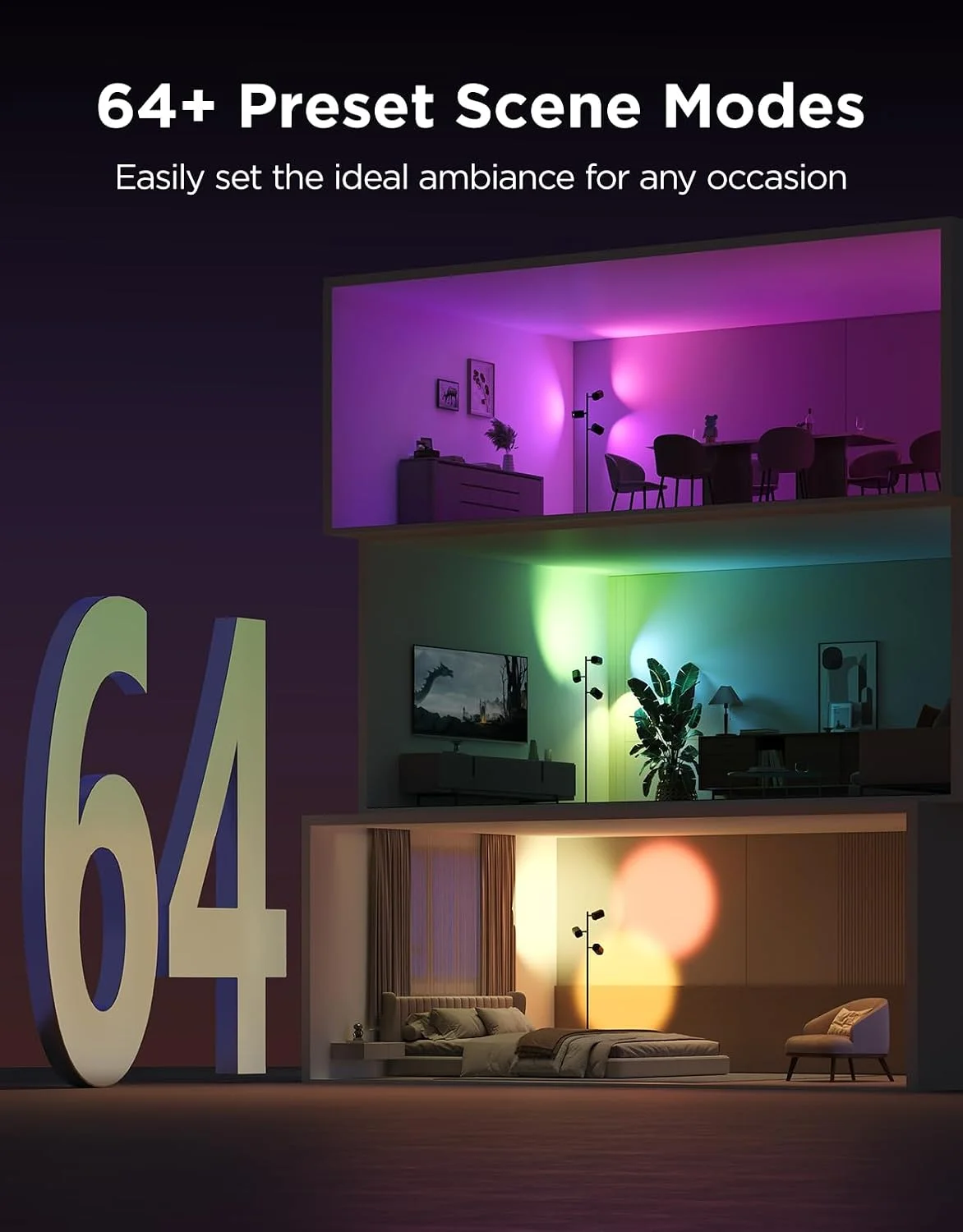 Govee Tree Floor Lamp with 3 Rotatable Lights - Image 6