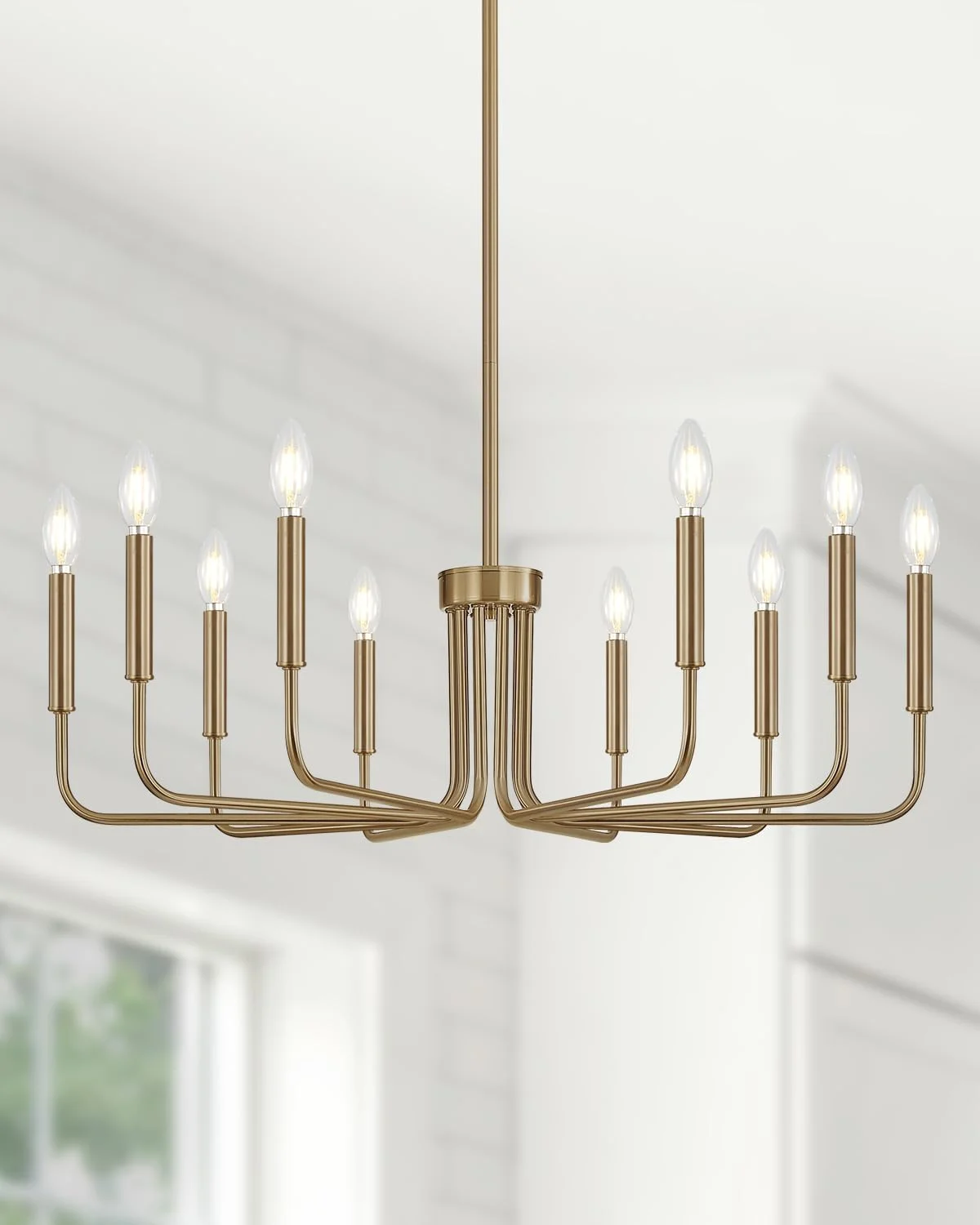 Yunnix 6 Light Champagne Bronze Chandelier, Farmhouse Chandelier for Dining Room Light Fixture Hanging - Image 15