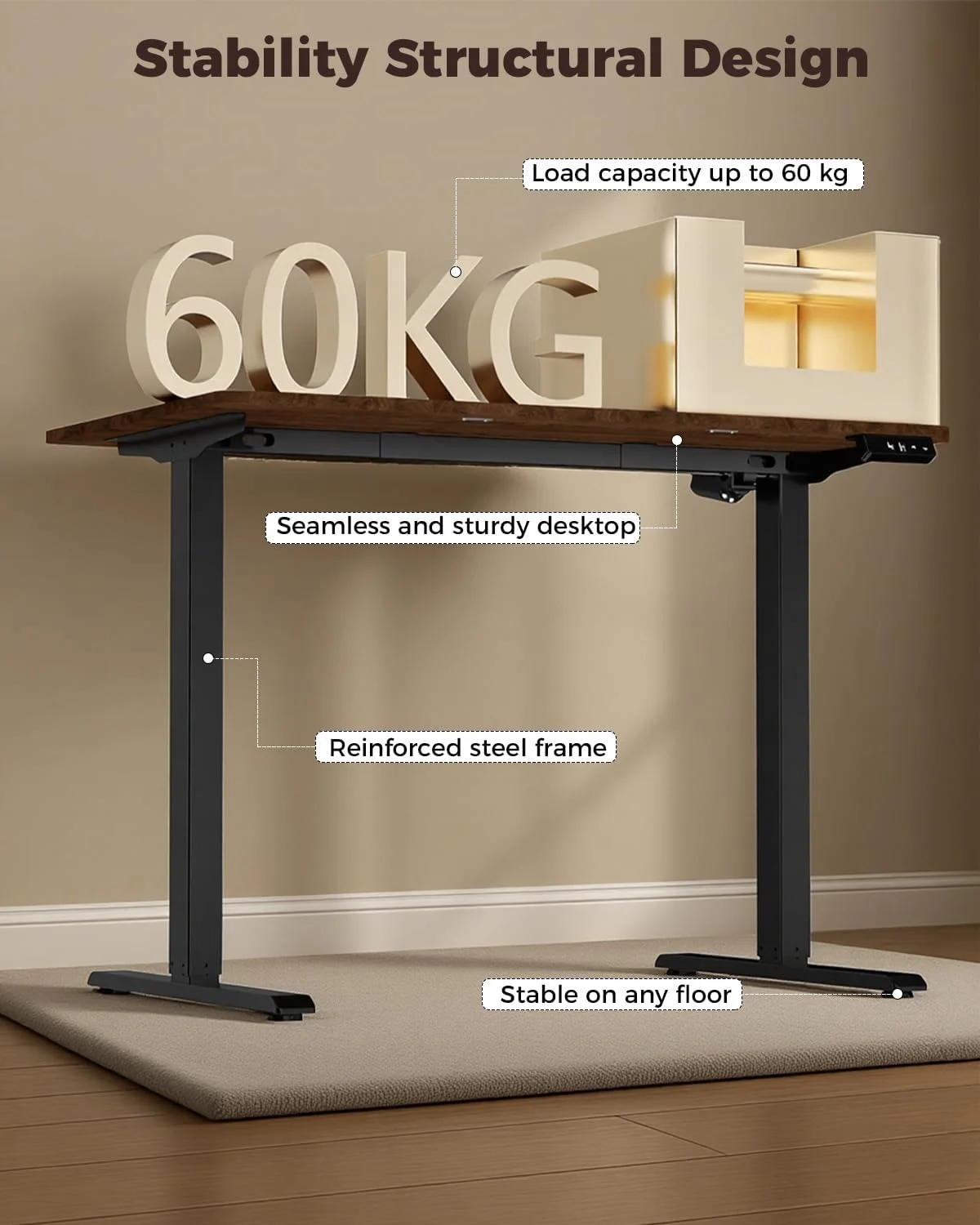 NEXT BEAUTY Electric Standing Desk 48 x 24, Height Adjustable 28-46 - Image 6
