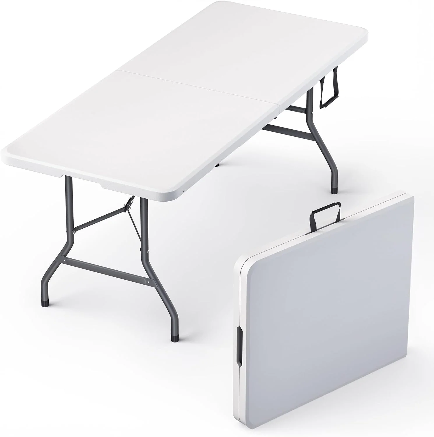 Our Modern Space 8 Feet Foldable Table with Built in Handle & Steel Legs, Heavy Duty Portable - Image 7