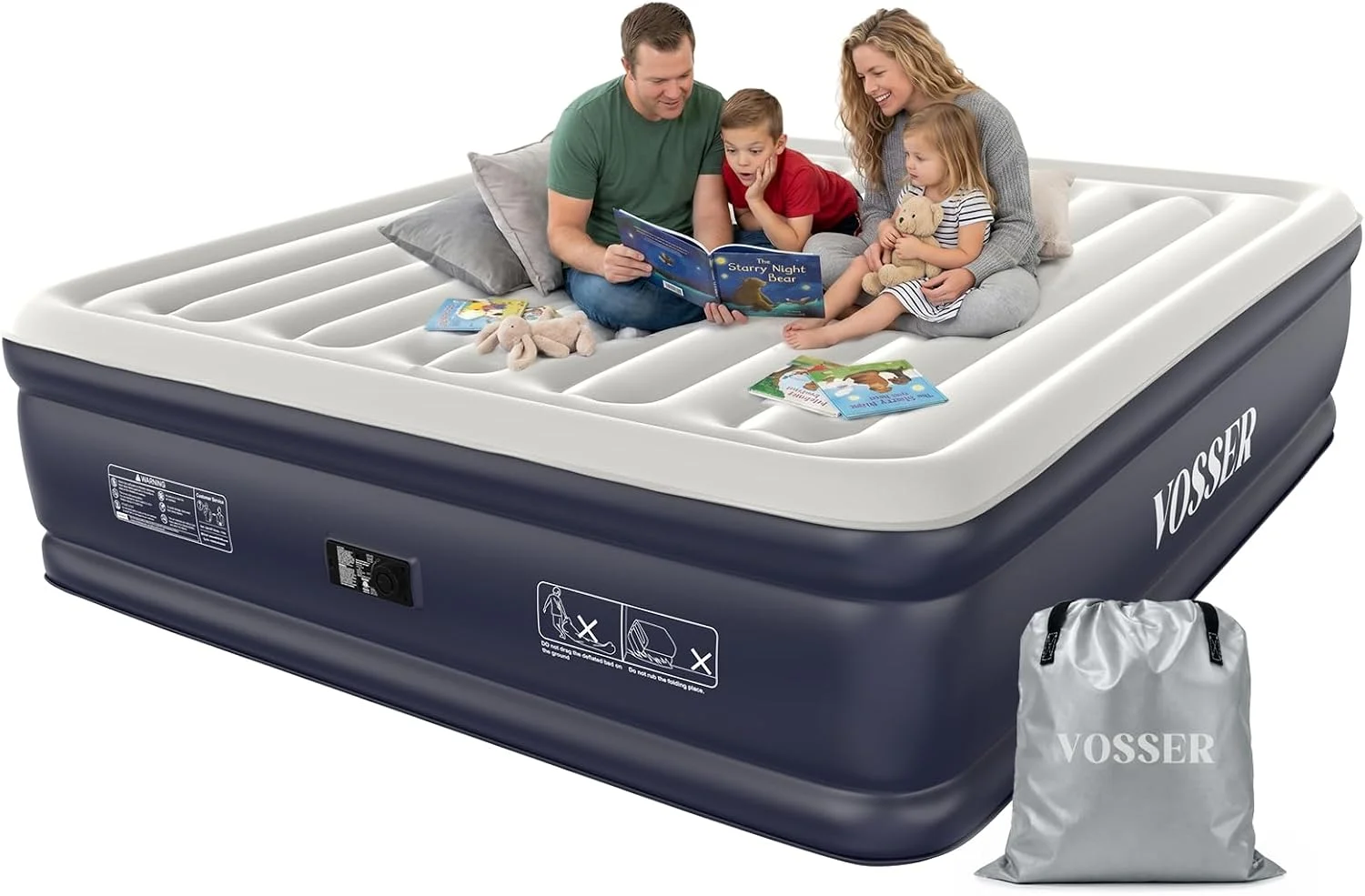 VOSSER Air Mattress Queen with Built-in Pump, 18 Raised Inflatable Blow Up Mattress, Upgraded Heavy Duty Portable Air - Image 7