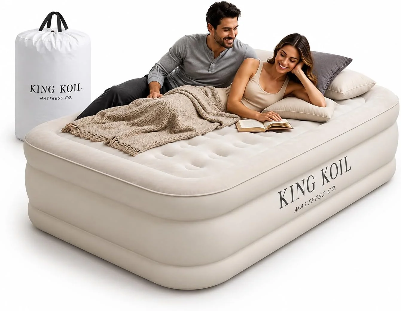 King Koil 20 Queen Air Mattress with Built-in High-Speed Pump, CNN Underscored Top Pick, Inflates in 2 Minutes - Image 5