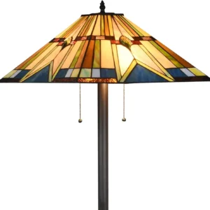 Alternative view of DOCHEER Tiffany Style Floor Lamp Vintage Stained Glass Shade 65" Tall Mission Floor Standing Reading Corner Light