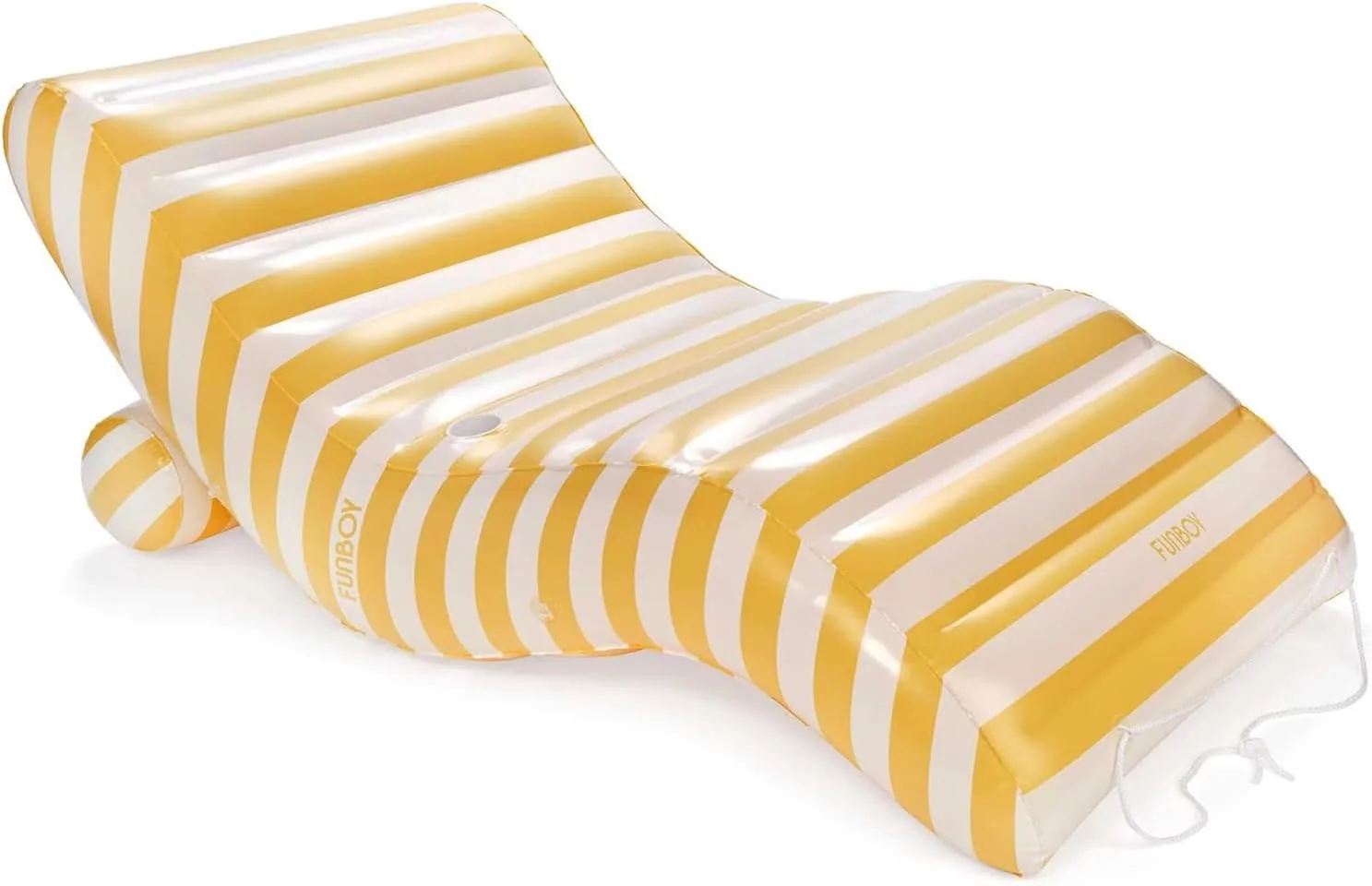 FUNBOY Giant Yellow & White Cabana Inflatable Chaise Lounger Pool Float, Chair Pool Float, Nearly 6 Feet Long - Image 2