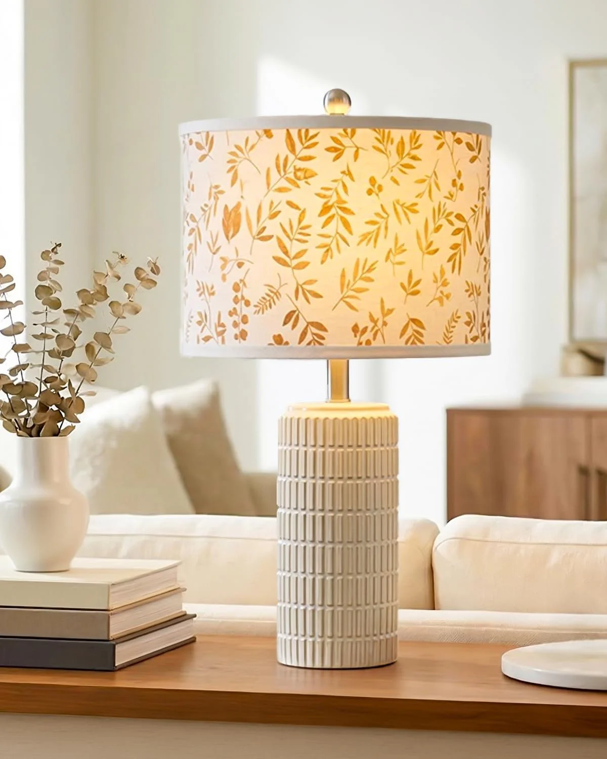 PoKat 23'' Bedside Table Lamp for Bedroom Nightstands, White Modern Bedroom Lamp - Image 2