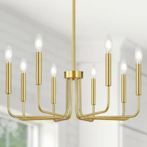Alternative view of Yunnix 6 Light Champagne Bronze Chandelier, Farmhouse Chandelier for Dining Room Light Fixture Hanging