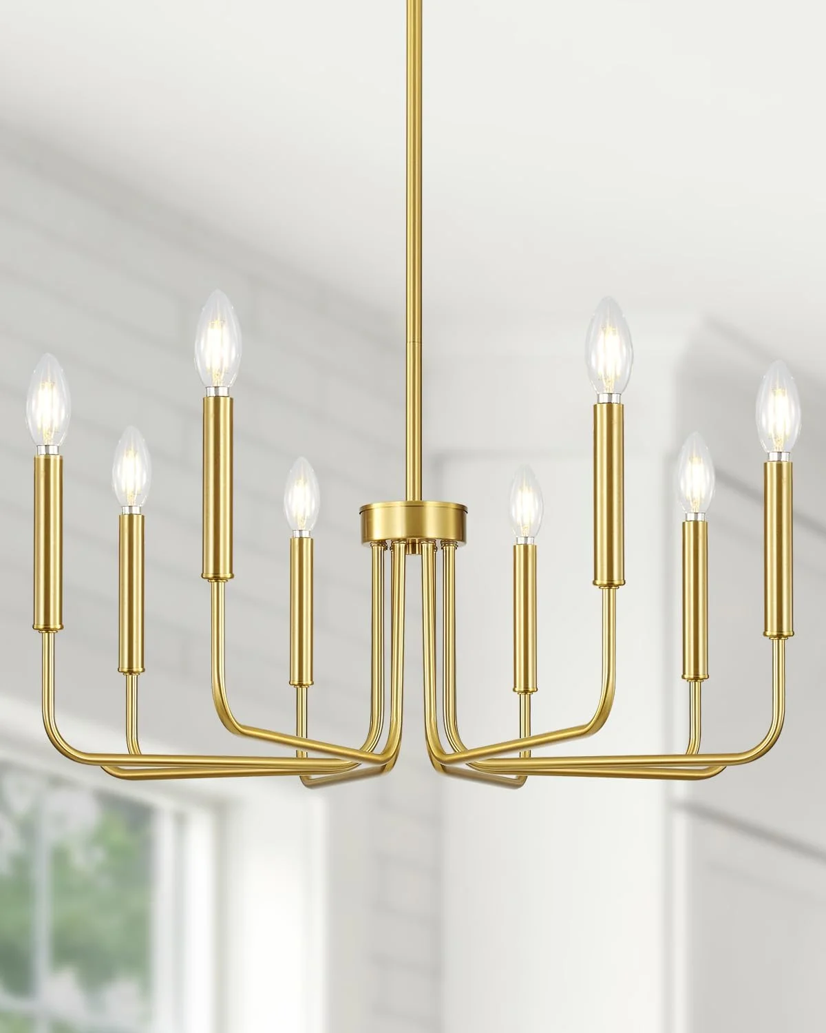 Yunnix 6 Light Champagne Bronze Chandelier, Farmhouse Chandelier for Dining Room Light Fixture Hanging - Image 2