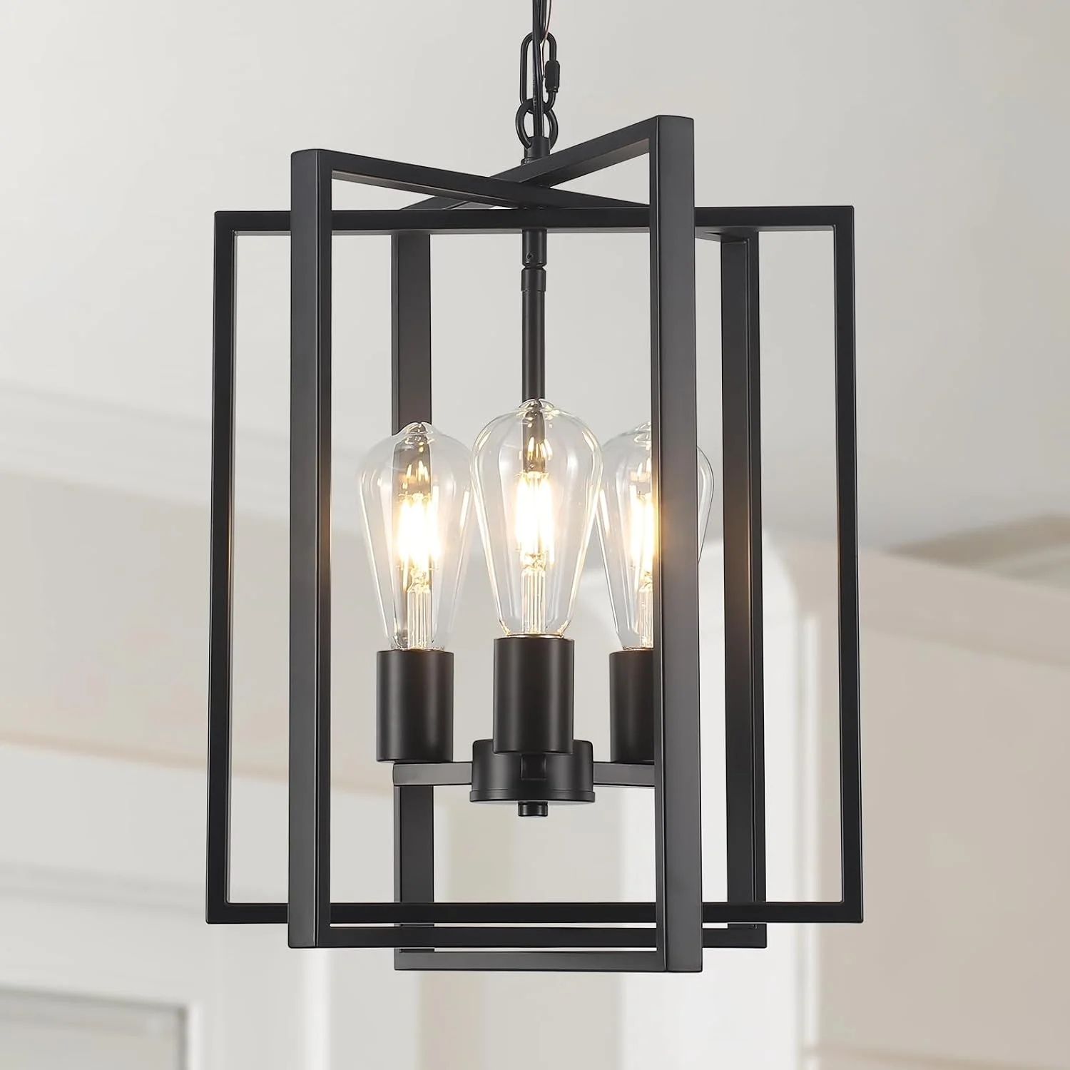 Webfkh Black Farmhouse Modern Chandelier Light Fixture for Dining Room, 3 Light - Image 6