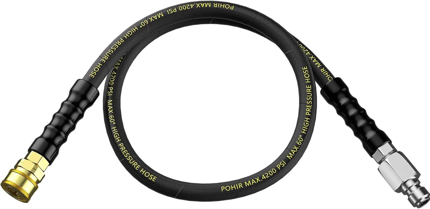 POHIR Pressure Washer Hose 50 ft with 3/8 Inch Quick Connect, Kink Resistant High Tensile Wire Braided - Image 3