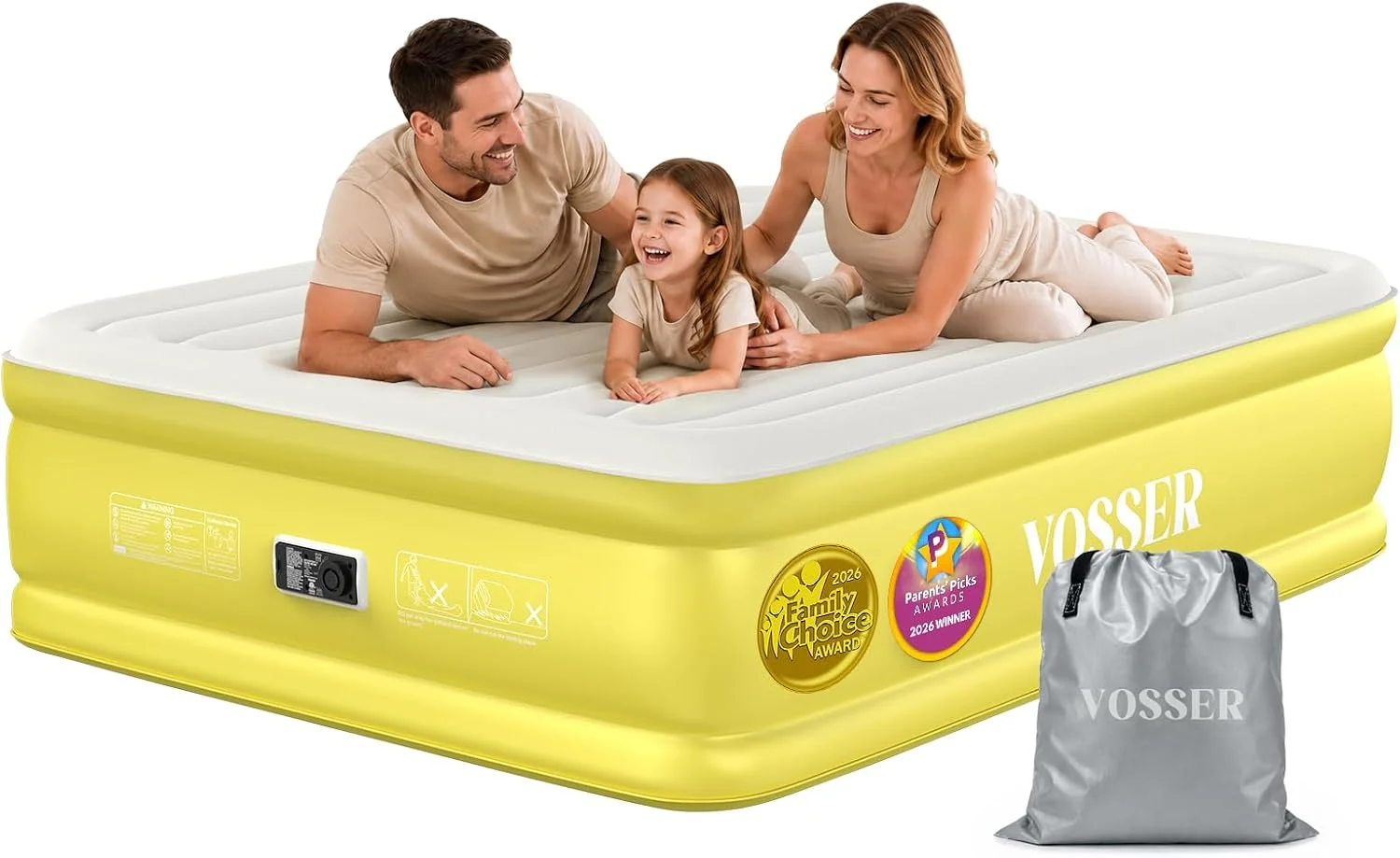 VOSSER Air Mattress Queen with Built-in Pump, 18 Raised Inflatable Blow Up Mattress, Upgraded Heavy Duty Portable Air - Image 5