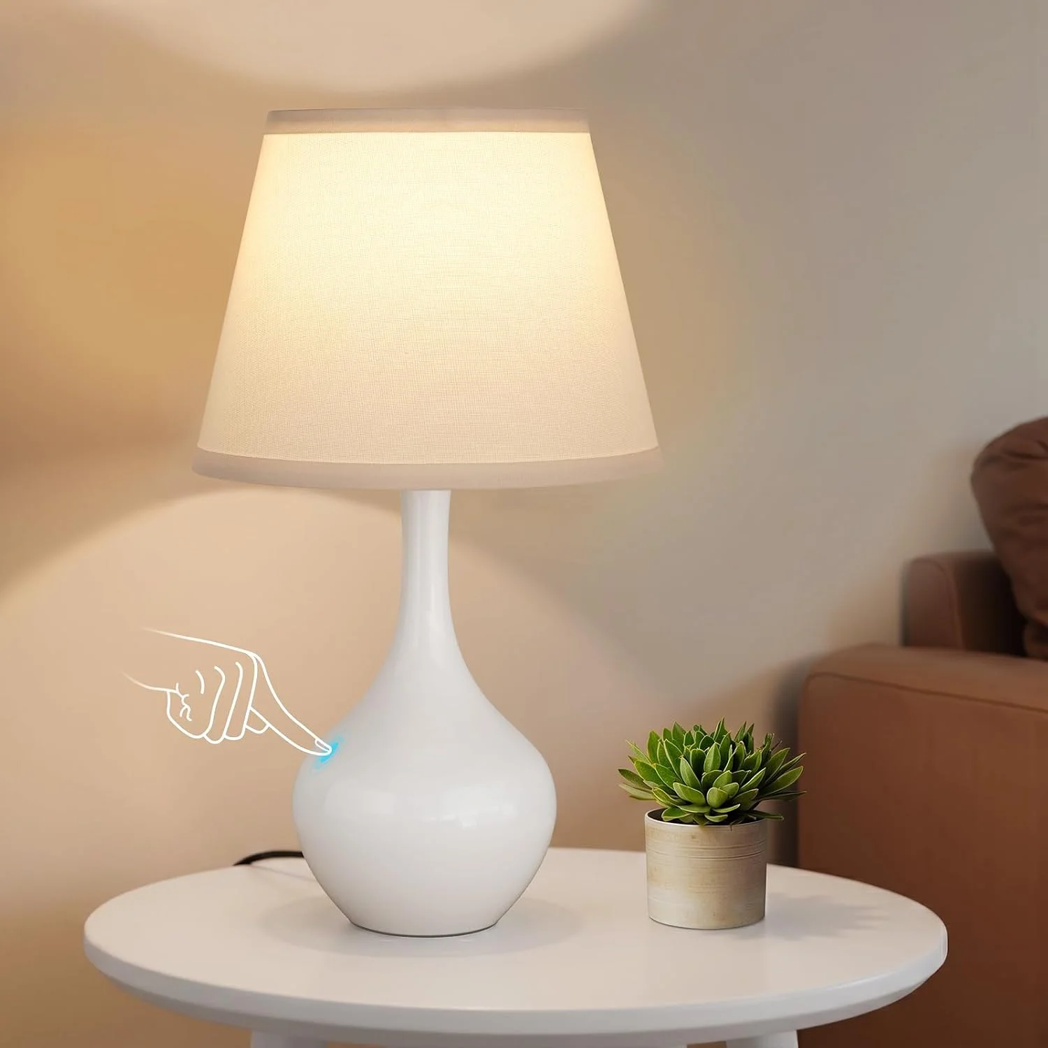 Seealle Touch Table Lamp, Dimmable, Bulb Included, Wood-Paint Desk Lamp for Kids Room - Image 2