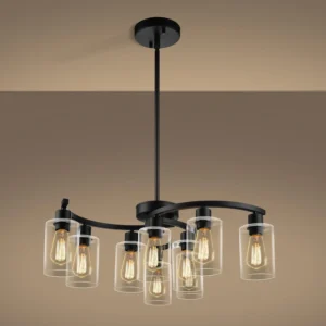 Alternative view of CNRATYE 6-Light Modern Farmhouse Black Chandelier, Adjustable Height Hanging Industrial Pendant Lights Kitchen Island