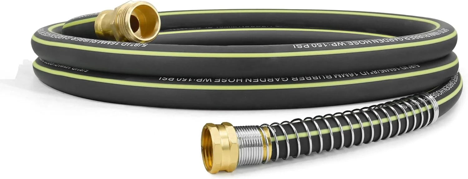 Wurzberge Lightweight Rubber Garden Hose 100 ft, 5/8 Hybrid Rubber Hose with Solid Brass Fitting - Image 4