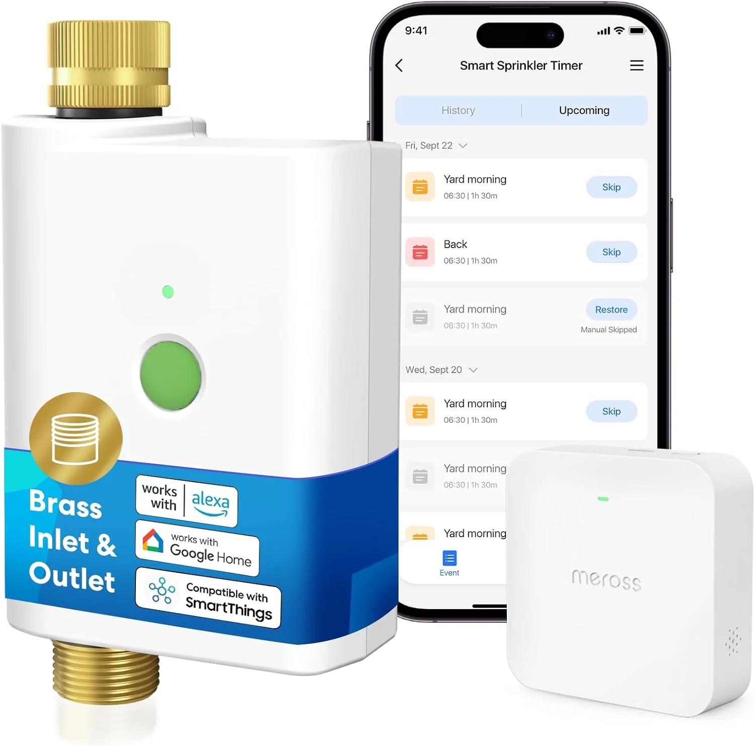 meross WiFi Water Timer for Garden Hose, Smart Hose Timer with Brass Inlet & Outet - Image 2