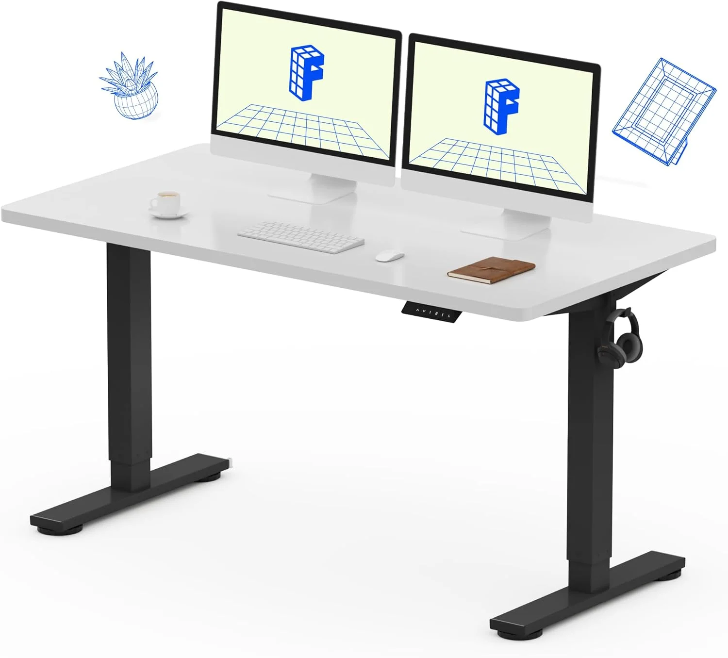 FLEXISPOT EN1 One-Piece Standing Desk, Electric Adjustable with 4 Memory Presets, 176 LBS Capacity, 48x24 Black - Image 5