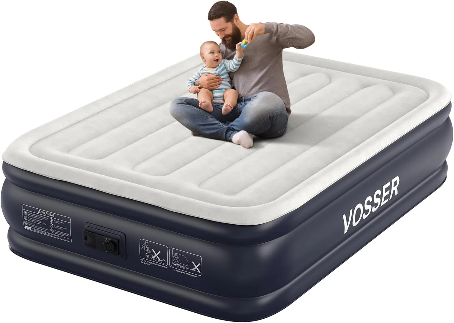 VOSSER Air Mattress Queen with Built-in Pump, 18 Raised Inflatable Blow Up Mattress, Upgraded Heavy Duty Portable Air - Image 4
