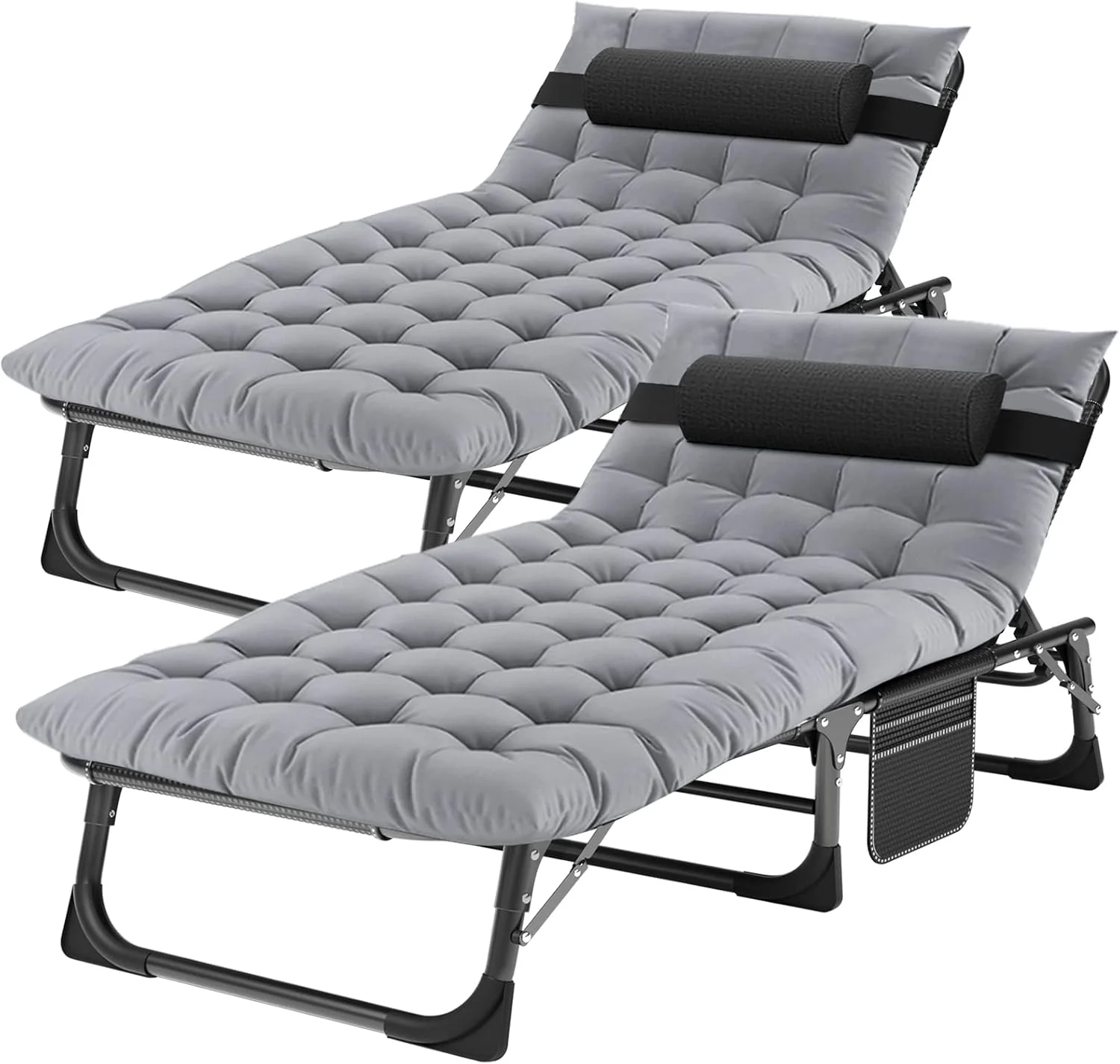 ABORON Heavy Duty Tanning Chair, Outdoor 5-Position Folding Chaise Lounge Chair with Pad, Portable Beach Lounge Chair - Image 14