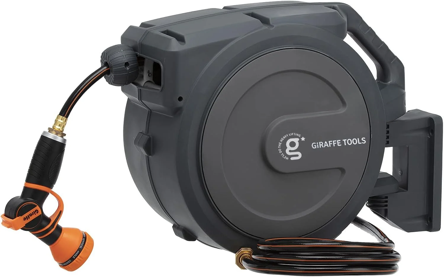 Giraffe Tools Retractable Garden Hose Reel 1/2 Inch x 130 ft, Super Heavy Duty, Wall Mounted and 180 Deg Swivel Bracket - Image 3