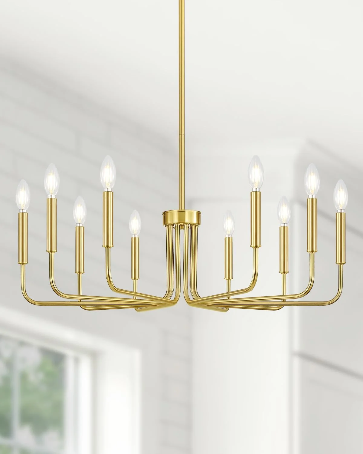 Yunnix 6 Light Champagne Bronze Chandelier, Farmhouse Chandelier for Dining Room Light Fixture Hanging - Image 14