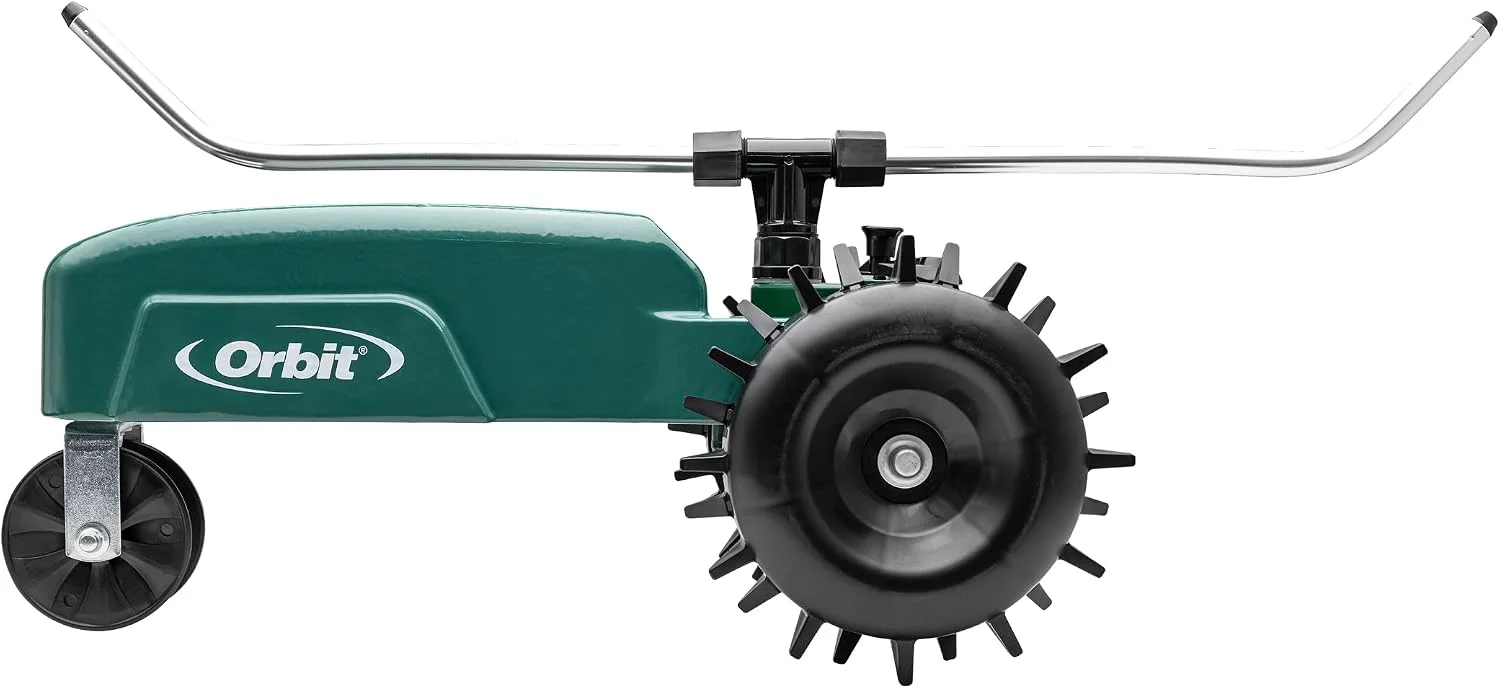 Orbit Traveling Tractor Water Sprinkler, Self-Propelled Traveling Sprinkler for Wide Lawn Coverage