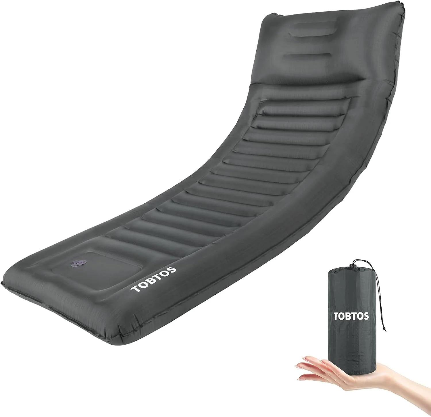 TOBTOS Double Sleeping Pad for Camping, Extra Thick 6 Camping Mattress 2 Person with Pillow Built-in Foot Pump