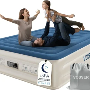 Alternative view of VOSSER Queen Air Mattress with Built-in Pump, 18'' Raised Blow Up Mattress, Flocked Top Inflatable Mattress for Home